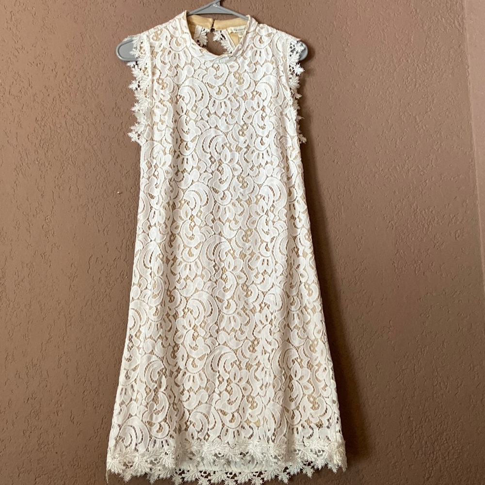 White Lace Francesca’s Open Back Dress